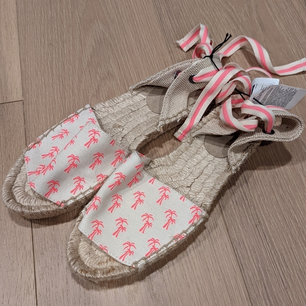 Women's Beige and Pink Espadrille Sandals